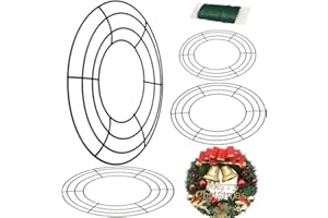 AFASOES 4 Pcs Wire Wreath Frame, Round Metal Wreath Frame Dark Green Wires Wreaths Rings Making Ring with Florist Wires for Christmas Wreaths, Crafts, Floral Arrangements,12/10/8 inch