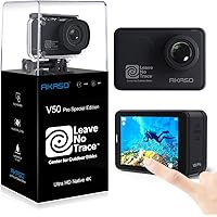 AKASO V50 Pro Leave No Trace Special Edition Action Camera Touch Screen 4K60 Waterproof Camera Features EIS and Wi-Fi Remote Control Sports Camera with 3 Batteries Wrist Strap and Accessory Kit