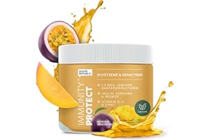 ‎SHAPE REPUBLIC SHAPE REPUBLIC Immunity Protect 180 g - Fruchtiges Getränkepulver mit Bakterienkulturen - mit Kurkuma, Vitamin D & Zink - Vegan & Glutenfrei