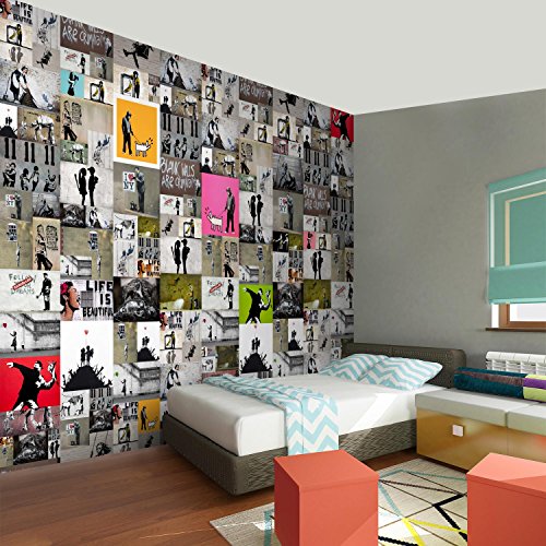 Fototapete Banksy Mosaik 396 x 280 cm – Vliestapete – Wandtapete – Vlies Phototapete – Wand – Wandbilder XXL – !!! 100% MADE IN GERMANY !!! Runa Tapete 9084012a - 5