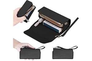 【Phantasy】Custodia in Pelle PU NAPPA di Alta Qualità per IQOS 3 / IQOS 3 Duo / IQOS2.4 / IQOS2.4 Plus, Astuccio in Tela,Organizer, Cover/Borsello Sigaretta (Nero-1)