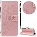 Produktbild Galaxy J7 2017 (EU Version) Handyhülle,Galaxy J7 2017 Hülle,WIWJ PU Cover Case Leder[Impressum Pflaumenblüte Lanyard Leder Handy Shell]Hülle für Samsung Galaxy J7 2017-Roségold