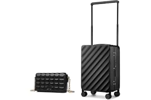 Sea choice Bagages Trolley Rigide Valise de Voyage avec Bouton De Rebond Large Chariot 8 Roues Silencieuses Serrure TSA Ensembles De Bagages pour Les Vacances (Noir)