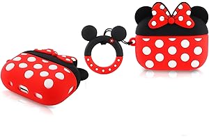 Derhom Airpods Pro 2 Custodia Protettiva in Silicone per Airpods Apple Pro e Pro 2[Serie di Cartoni Animati] (Minnie)