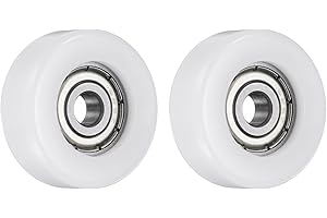QUARKZMAN 2 Piezas Guía de Rodamiento de Bolas 5 x 25 x 9mm Doble Blindado Rodamientos de Rodillos POM, Rueda de Polea Plana para Muebles, Accesorios de Ferretería, Blanco