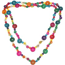 Collier Artisanal Multicolore En Noix De Coco - Artisanat D'Indonésie, Bois Ethnique - Neuf Avec étiquettes