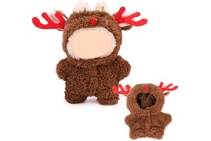 XMBYGY Kleidung für Labubu (für 17/15cm Stehend/Sitzen Puppen)(Keine Puppe) -Mehrere Stil Zubehör Handgefertigte Bekleidung Anziehen Inklusive Kopfbedeckung und Kleidung für Mädchen Frau (Mhirsch)