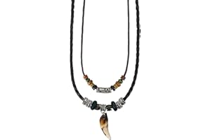 Flongo Collar de cuero trenzado para hombre, colgante de ala de ángel, cuello ajustable para hombre y mujer, doble collar largo estilo étnico tribal