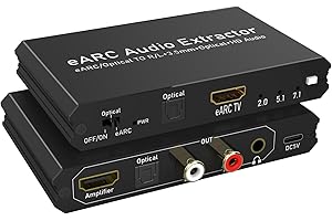 Tendak 192 kHz eARC/ARC Audio Extractor, Digital-Analog-Audio-Wandler, HDMI eARC/ARC + Optisch zu HDMI + Optisch + L/R + 3,5 mm Stereo für HDTV-Soundbar-Lautsprecher, Verstärker, Kopfhörer
