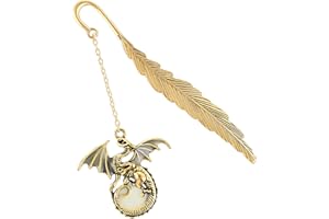Jeffdad Marque-page vintage phosphorescent avec pendentif dragon volant 3D, cadeau pour les amateurs de livres (dragon doré)