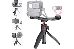 HAFOKO Mini Kamera Stativ Klein Tripod Handlich Erweiterbar Selfie Stick Smartphone Stativ Schreibtisch Reise Stativ 1/4”Kalte Schuhhalterung Kompatibel für Telefon Action-Kamera Camera(max zum 1.5kg)
