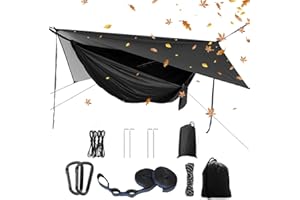 YCD Camping Hängematten Set, Einzel Doppel Hängematte, Moskitonetz, Insektennetz, Regenfliege, hochfestes Fallschirm Stoff Hängebett. Geeignet für Outdoor, Wandern, Camping, Reisen