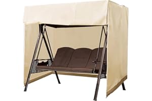 widesmile Outdoor Hammock 3-seater Garden Swing Cover 420D Waterproof Patio Porch Swing Chair Covers UV Resistant Weather Protector Patio Furniture Cover (Begie, 220x125x170cm)