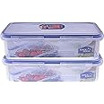 LocknLock Classic Containers Set of 2 Piece, HPL816SA2, Clear/Blue, 0.8 Liter, Rectangular
