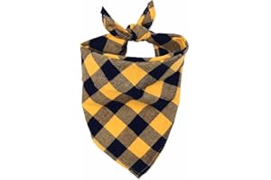 SHTGOI 2 bavaglini per cani classici a quadri, in cotone lavabile, per cani e gatti, a quadretti gialli, taglia L, 2 pezzi