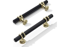 FURNIWARE 10 maniglie per mobili, 96 mm distanza tra i fori per mobili, mobili, armadi, cucina, armadietti, maniglie per porta del bagno, armadio, oro + nero