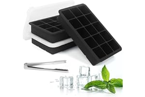 ADBUPKDA Eiswürfelform Silikon Eiswürfelbehälter mit Deckel, 3 Stück 45 Fach Große Quadratische Eiswürfel 3.5cm, Ice Cube Tray für Whisky, Cocktails(schwarz）