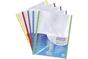 Punched Pockets for Protecting Documents DONAU PP A4 Crystal 40mikr Coloured Edge - Assorted Colours 25 Pcs/Document Archiving/Type-Crystalline/Kind-Coloured Edge/Material-PP
