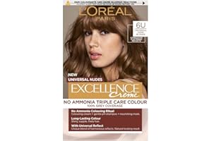 L'OREAL PARIS L'Oréal Excellence Nudes 6U Universal Dark Blonde: 100% Grey Coverage, Complexion Flattering for All Hair Textures. Get a natural-looking dark blonde with a subtle, universal reflect that enhances.
