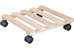WAGNER Pflanzenroller PALETTI 34 x 34 x 8 cm I Pflanzenroller für Innenbereich I Blumenroller aus FSC®-Massivholz, Buche Natur I Kübelroller aus Holz I Tragkraft 100 kg I Made in EU - 20033501