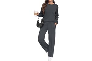 GRECERELLE Tracksuit Womens Full Set Autumn Long Sleeve Lounge Wear Sets for Women Two Piece Outfits Activewear Casual Crew Neck Pullover Tops and Jogging Bottoms with Pockets