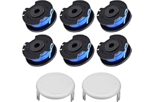 JAMSSOW 6 Bobine Tagliaerba Compatibili con Ryobi AC14RL3A/AC14HCA,Filo Tagliabordi Bobine Adatto per Ryobi One+ 18V 24V 40V,Lunghezza 3,4m,Ø1,65mm(6 bobine + 2 tappo)