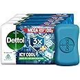 Dettol Icy Cool Bathing Soap Bar With 3x intense cooling (400gm), 100gm - Pack of 4