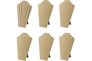 KEXMY 7TH VELVET Lot de 6 présentoirs de colliers 31,8 cm avec chevalet pour spectacle, collier buste (lin beige)