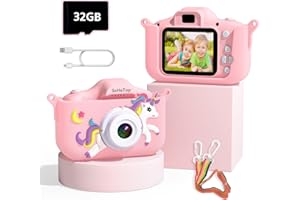 SeHeTop Appareils Photo Numériques Enfant, 1080P HD Appareil Photo Enfant, Mini Caméra Jouet Rechargeable Caméscope, Cadeau pour Filles et Garçons 3-10 Ans avec écran de 2.0 Pouces, 32G SD Carte