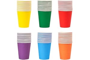 PIQIUQIU 6 couleurs au hasard Lot de 60 gobelets en carton - 250 ml - Multicolores - Biodégradables - Jetables - Pour mariage, enfants, bricolage, fête