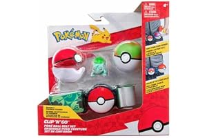 BANDAI Pokémon - Clip 'N' Go bä - 1 bä , 1 Poke Ball, 1 Nest Ball och 1 figur 5 cm Bulbizarre - tillbehör för att klä ut
