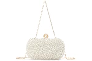 EVEOUT Élégant Sac à Main de Mariage en Perles Femme Pochette de Mariée avec Poignée et Bandoulière Clutch Sac bandoulière pour soirée fête