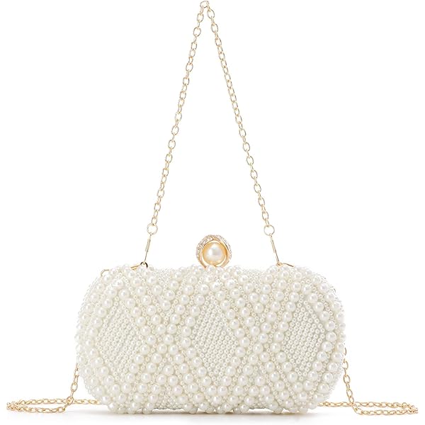EVEOUT Elegante Faux Parel Clutch Bag voor Vrouwen Avond Handtas Bruid