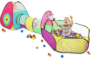 DECALSWEET 3 in 1 Spielzelt mit Krabbeltunnel,Pop-up Bällebad Kinderzelt für Jungen,Babyzelt mit Ballpool Spielzeug für Drinnen und Draußen