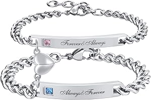 GAMTIC Matching Bracelets for Couples - Promise Bracelets for Him and Her Stainless Steel Couples Bracelets Valentine's Day Anniversary Birthday Gift for Boyfriend Girlfriend