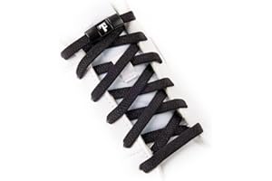 TEEZY No Tie Shoe Laces for Sports Shoes & Trainers | Premium Elastic Weave & Quick Lock Buckle | Flat Shoe Laces For Adults & Kids | Elastic Shoelaces Black White Laces No-Tie | ACCELERATOR