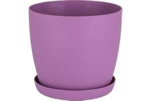 Home Garden Ornaments Violet Plant Pots Indoor 16cm Diameter - Plant Pot with Plant Saucer – Flower Pots Outside with Mat Surface and Plant Tray – Plant Pots with Saucer (Ø16cm, Violet)
