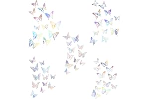 BCZR 3D Mariposas Decorativas 60 Piezas-Mariposas Decorativas Pared-Mariposa de Decoración de Pastel de Postre-5 Estilos, 3 Tamaños con Adhesivo Que no Deja Marcas