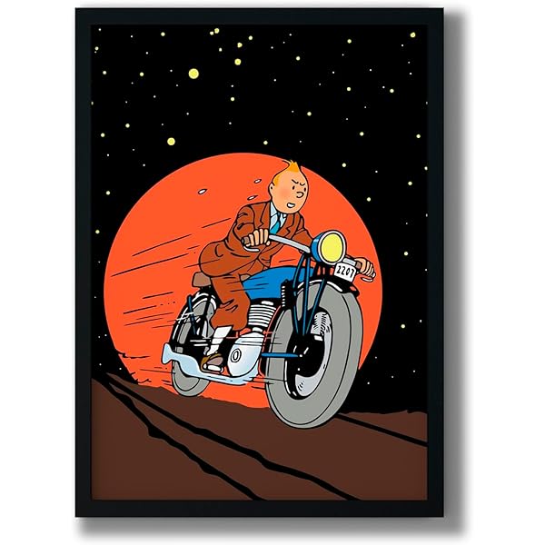 TINTIN コミックアート 木製フレーム Buy Tintin and Snowy Print: Framed Comic Art (4x6 Inches) Online