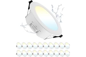 Grebeam Lot de 20 Spot LED Encastrable 5W, Spot LED Extérieur, 3000K/4000K/6000K Réglable, Ø65mm-75mm Trou, spot Salle de Bain IP44 pour Cuisine Salon, Rond