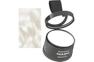 HISUNBEN Instantly Hairline Powder, Windproof & Sweatproof Hair Root Touch Up Concealer for Receding Hairline, Professional Hairline Shadow Powder with Mirror & Puff (White)