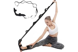 KEWUF Correa de yoga, banda elástica para piernas, correas de gimnasio, banda elástica para fitness, banda de estiramiento de yoga con 7 bucles, para pilates, baile, entrenamiento, gimnasia