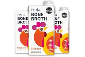 FREJA Caldo de Huesos de Pollo camperos | Colágeno, Proteínas y Aminoácidos | Bajo en Hidratos, Sin Gluten | Líquido Transparente | Ni Cubos ni Polvo ni Concentrado | 3 x 500ml