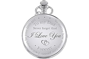 HICARER Dad Gift from Daughter to Father Engraved Pocket Watch - No Matter How Much Time Passes, I Will Always Be Your Little Girl (Silver)