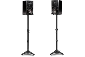 FREEAMG 1 par de soportes para altavoces de suelo de altura ajustable de 780 a 1040 mm, triángulo de metal para altavoces de 5 kg de capacidad, soportes para monitor de estudio para altavoces satélite