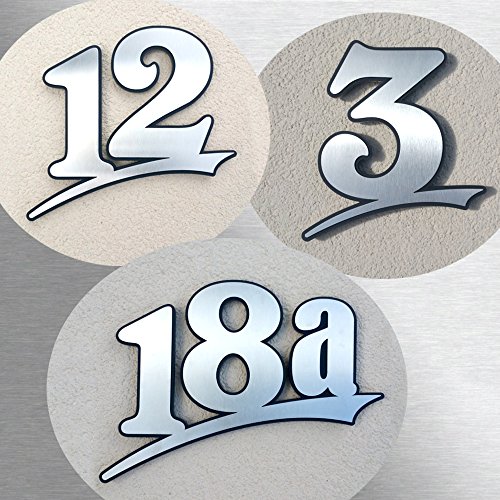 Preisvergleich Produktbild Edelstahl Hausnummer gebürstet rostfrei ( 1-stellig / 21cm Ziffernhöhe )- mit Plexiglas Hintergrund in Anthrazit-grau, Schwarz oder Weiss, 7mm stark - Original ALEZZIO Design - Rostfrei, UV-beständig, Anthrazitgrau ähnlich RAL 7016 mit Edelstahlhausnummer kombiniert - leichte Motage, alle Ziffern und Buchstaben möglich von 1-999, a b c d e f