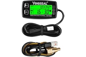 Yooreal Contaore Digitale e Contagiri, Termometro dell'acqua del motore termometro dell'olio, Avviso RPM & Temp, Display Retroilluminato per Trattorino Compresso Snomobile Mini Bick Motosi Claun