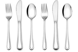 Onader Kids Cutlery Set, 6 Piece Stainless Steel Children Flatware Safe Toddler Tableware - 2 x Knives, 2 x Forks & 2 x Spoons, Mirror Polish & Dishwasher Safe