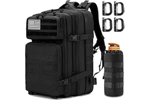 MUCHER Mochila Tática 45l Militar Mochila Crossfit Hombre Supervivencia Mochila Molle EDC Grande para 3 Días Mochila del Ejército con Portabotellas y 4 Mosquetones para Senderismo, Caza, Trekking