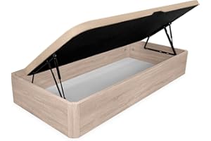 amuéblate Online - Canapé Abatible Apertura Lateral de Madera con Gran Capacidad, Espacioso, Transpirable y Resistente, Esquinas Redondeadas, 90 x 190, Cambria